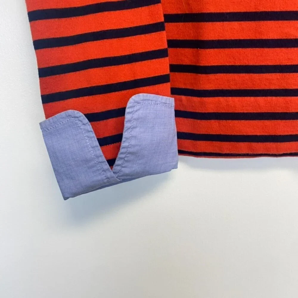 J. Crew Red Striped Nautical Top with Cuff